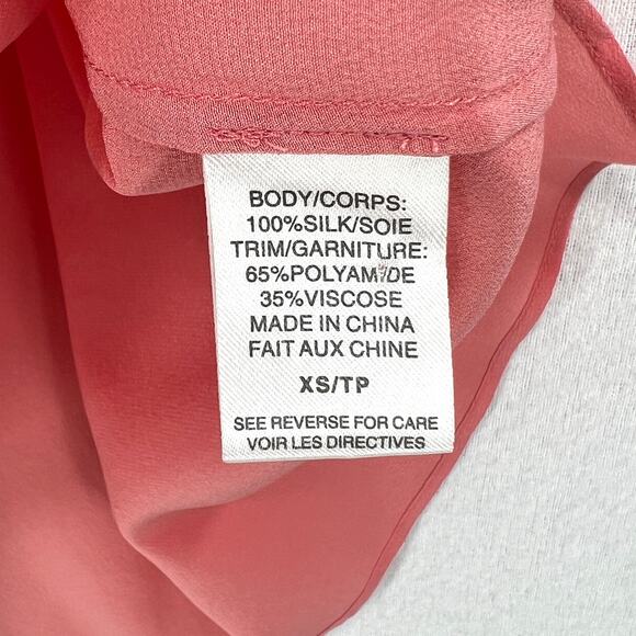 CAMI NYC Racer Silk Camisole Tank Womens XS Peach Pink Lace Trim Spaghetti Strap - Picture 9 of 13